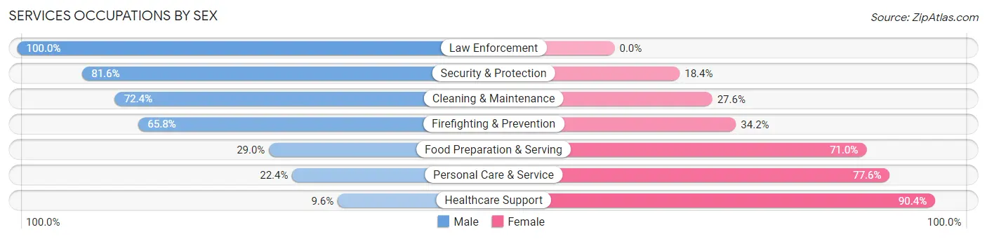 Services Occupations by Sex in Zip Code 43160
