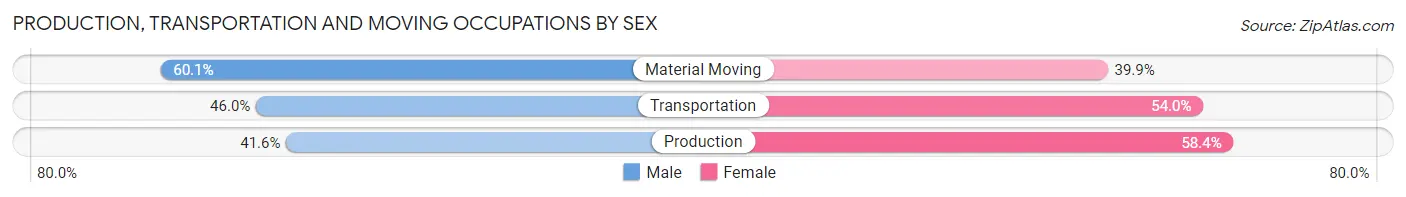 Production, Transportation and Moving Occupations by Sex in Zip Code 43203