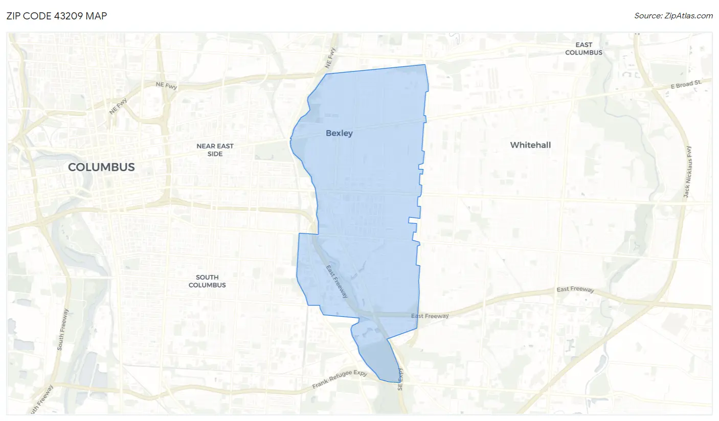 Zip Code 43209 Map