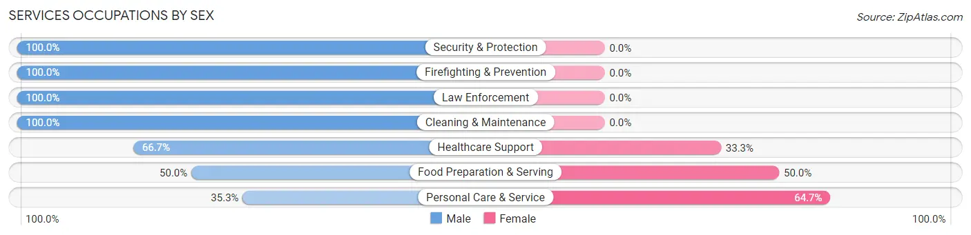 Services Occupations by Sex in Zip Code 43321
