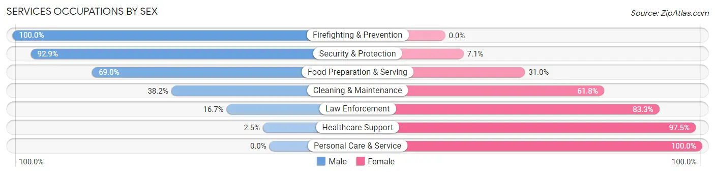 Services Occupations by Sex in Zip Code 43342