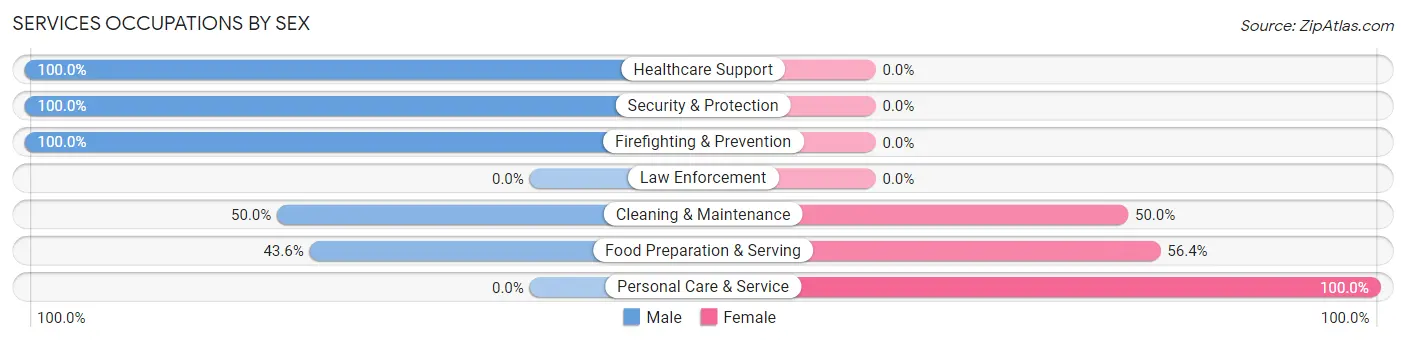 Services Occupations by Sex in Zip Code 43347