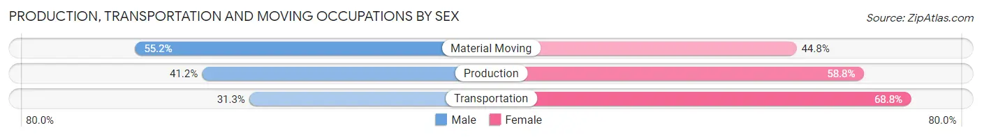 Production, Transportation and Moving Occupations by Sex in Zip Code 43403
