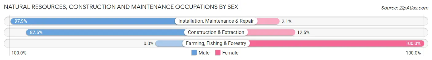 Natural Resources, Construction and Maintenance Occupations by Sex in Zip Code 43442