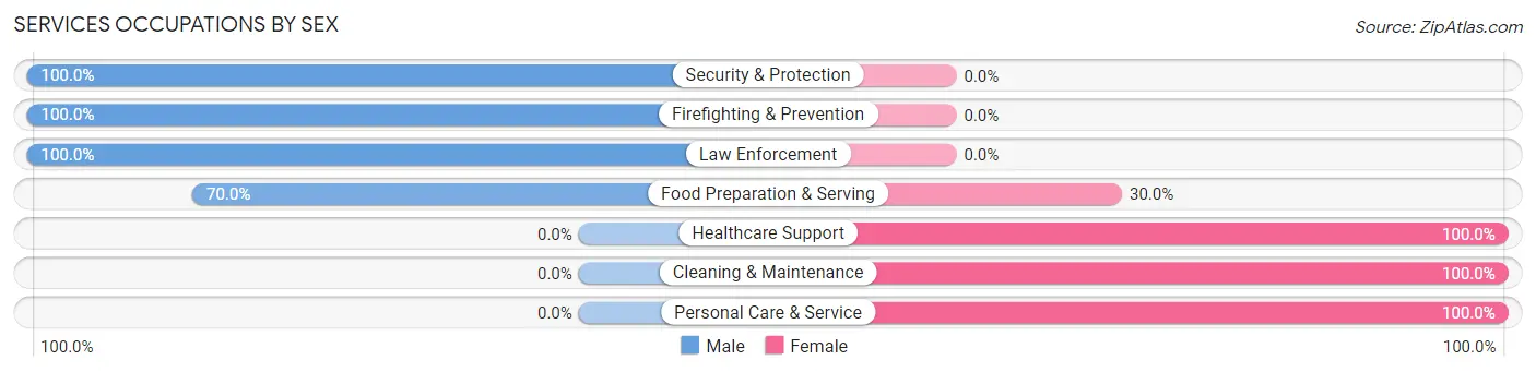 Services Occupations by Sex in Zip Code 43511