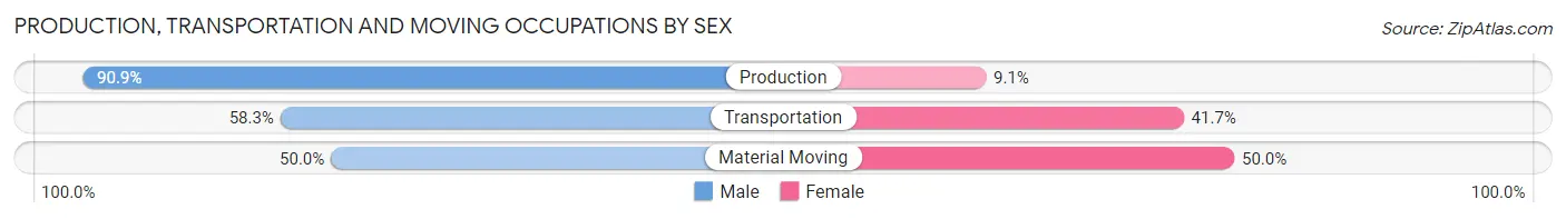 Production, Transportation and Moving Occupations by Sex in Zip Code 43565