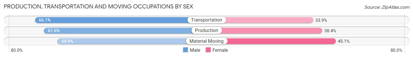 Production, Transportation and Moving Occupations by Sex in Zip Code 43569