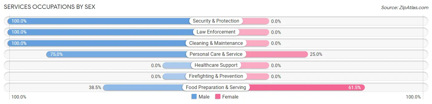 Services Occupations by Sex in Zip Code 43766