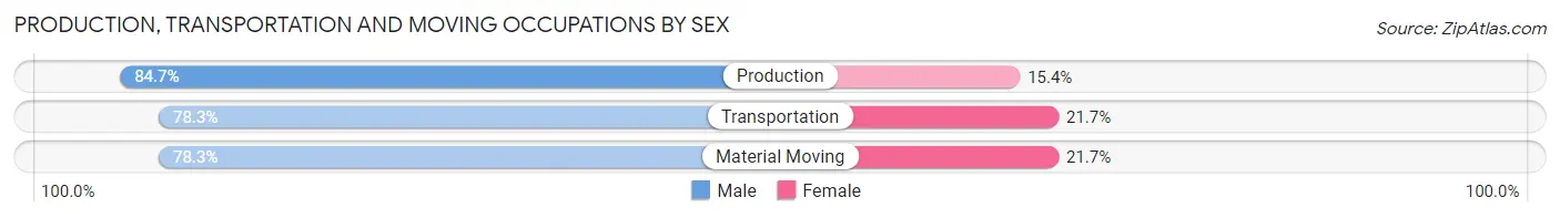 Production, Transportation and Moving Occupations by Sex in Zip Code 43906