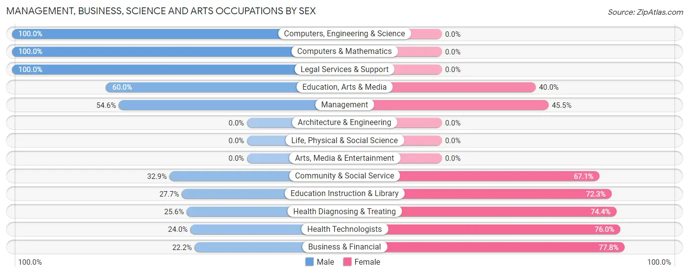 Management, Business, Science and Arts Occupations by Sex in Zip Code 43963