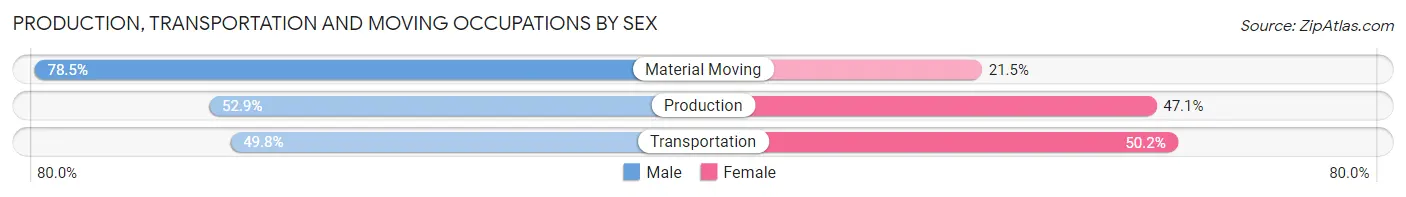 Production, Transportation and Moving Occupations by Sex in Zip Code 44011