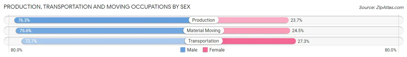 Production, Transportation and Moving Occupations by Sex in Zip Code 44041