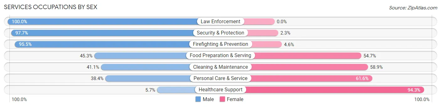 Services Occupations by Sex in Zip Code 44041