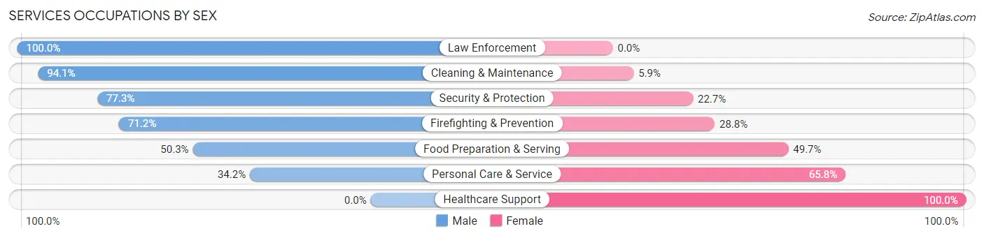 Services Occupations by Sex in Zip Code 44056