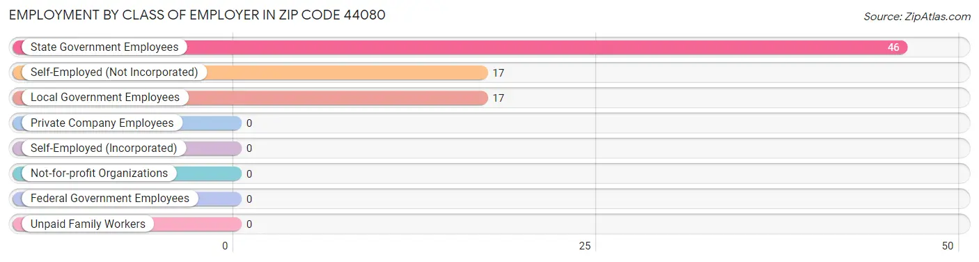 Employment by Class of Employer in Zip Code 44080