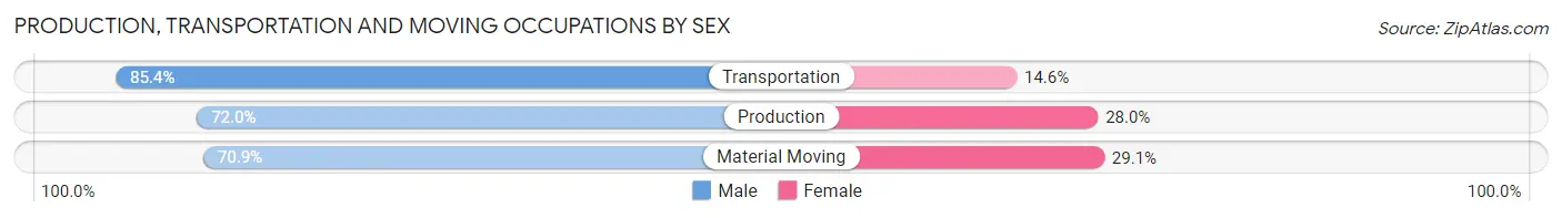 Production, Transportation and Moving Occupations by Sex in Zip Code 44081