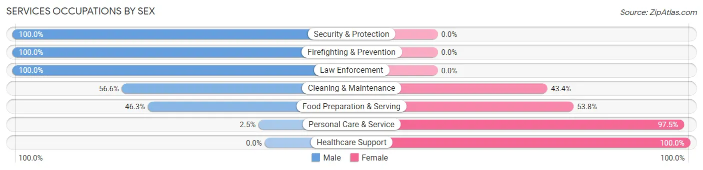 Services Occupations by Sex in Zip Code 44081