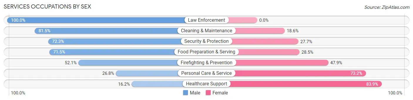Services Occupations by Sex in Zip Code 44089