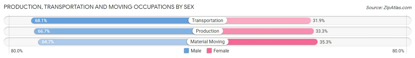 Production, Transportation and Moving Occupations by Sex in Zip Code 44110