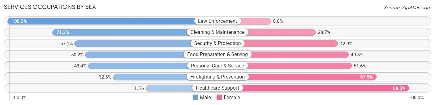 Services Occupations by Sex in Zip Code 44110