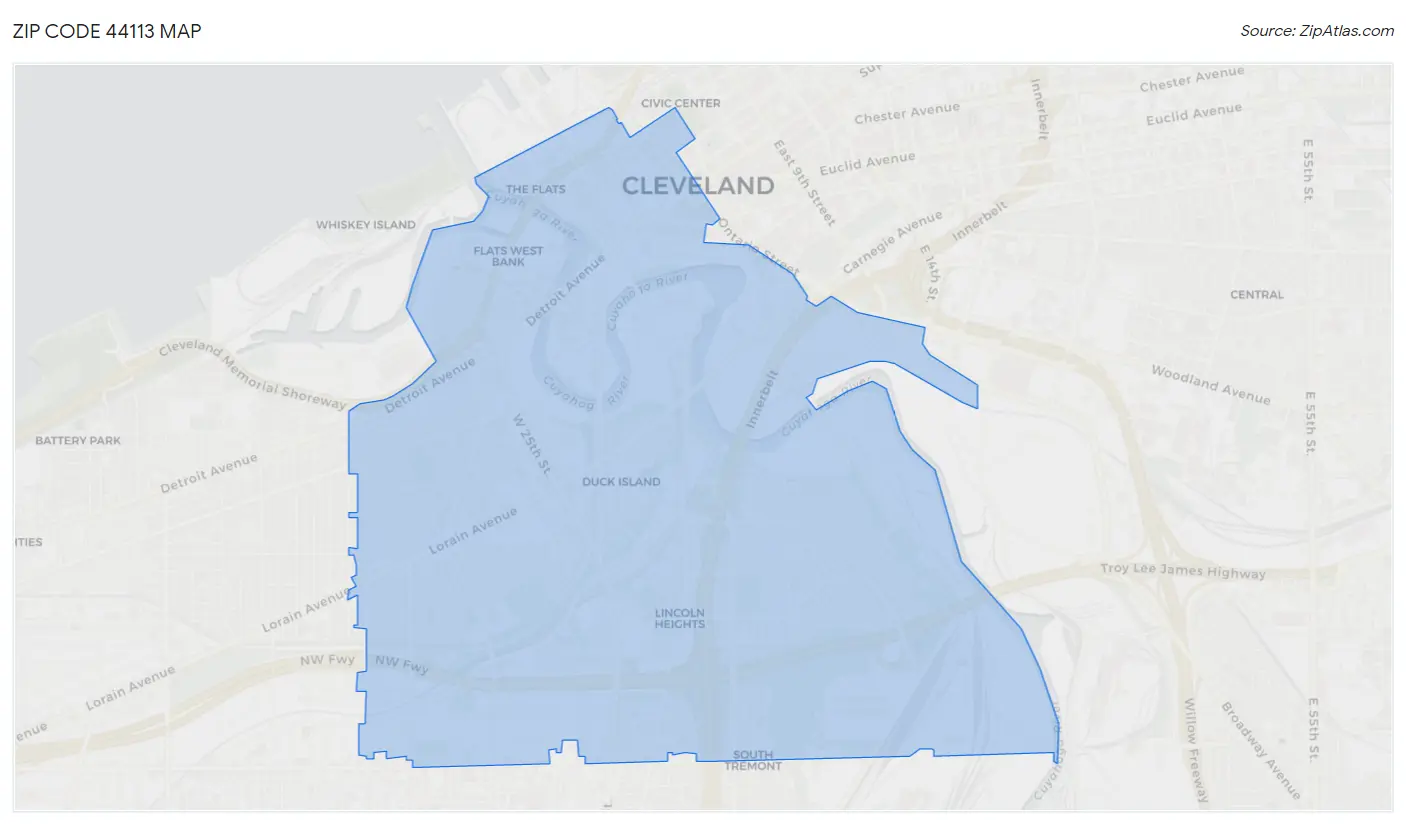 Zip Code 44113 Map