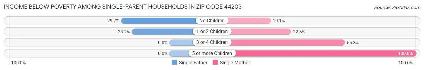 Income Below Poverty Among Single-Parent Households in Zip Code 44203