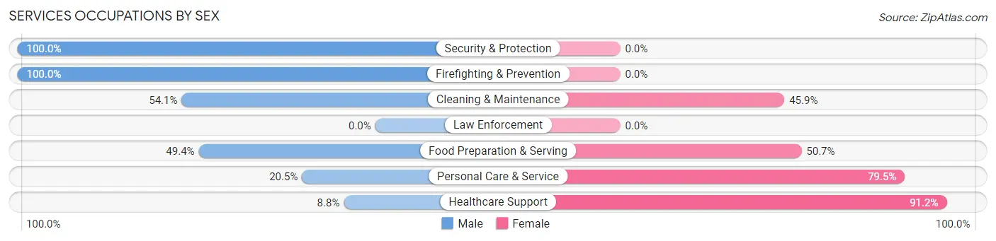 Services Occupations by Sex in Zip Code 44303