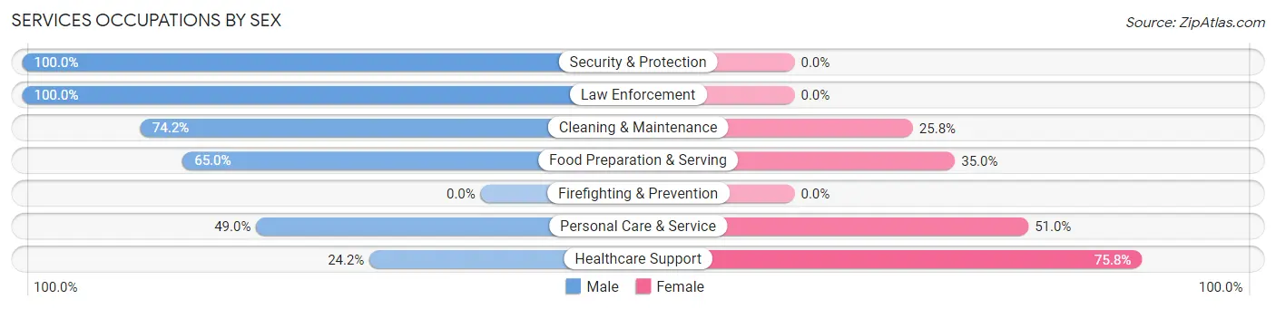 Services Occupations by Sex in Zip Code 44308