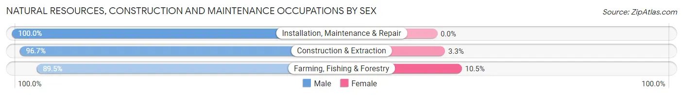 Natural Resources, Construction and Maintenance Occupations by Sex in Zip Code 44491