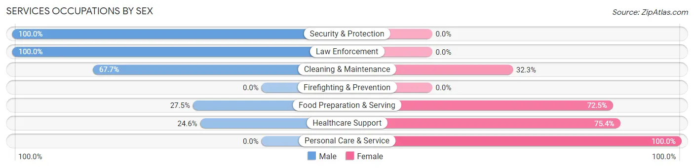 Services Occupations by Sex in Zip Code 44645