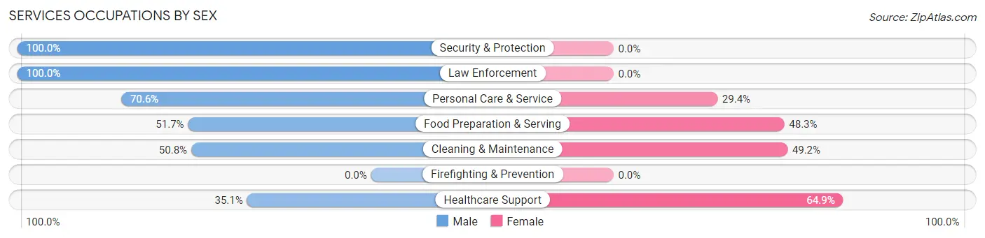 Services Occupations by Sex in Zip Code 44710