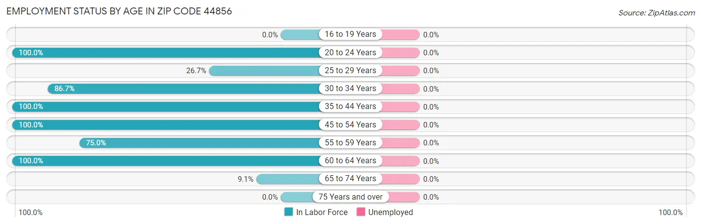 Employment Status by Age in Zip Code 44856