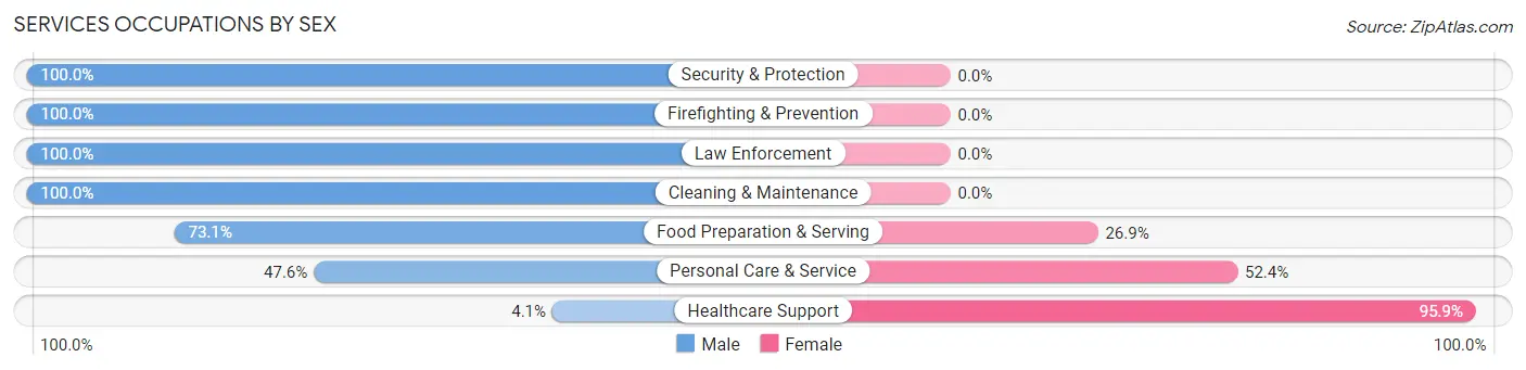 Services Occupations by Sex in Zip Code 44878