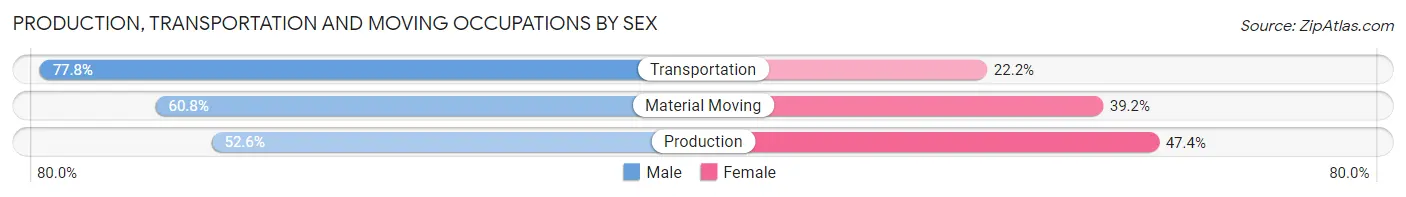 Production, Transportation and Moving Occupations by Sex in Zip Code 45015