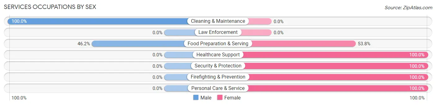 Services Occupations by Sex in Zip Code 45130
