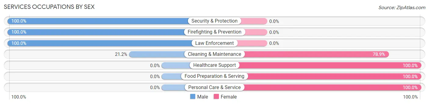 Services Occupations by Sex in Zip Code 45148
