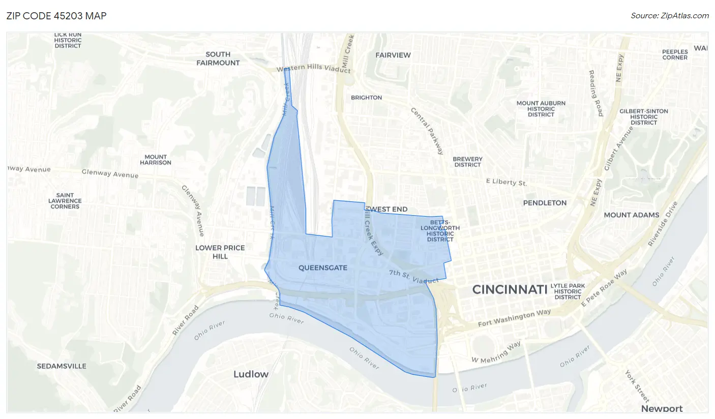 Zip Code 45203 Map