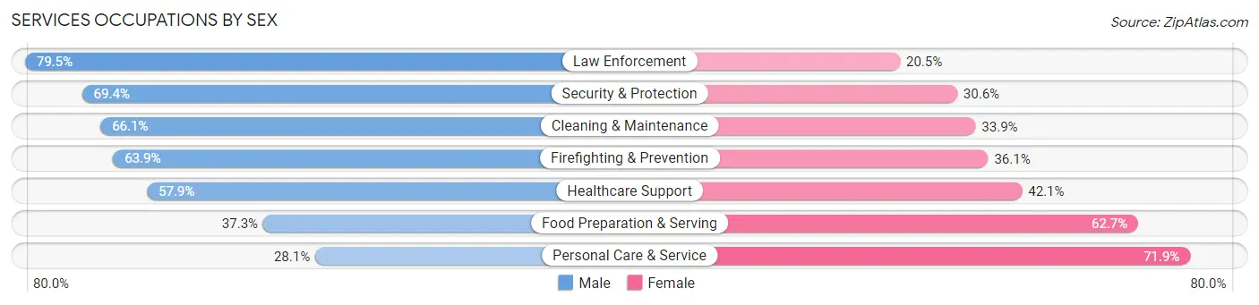 Services Occupations by Sex in Zip Code 45241