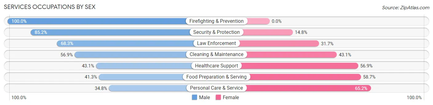 Services Occupations by Sex in Zip Code 45245