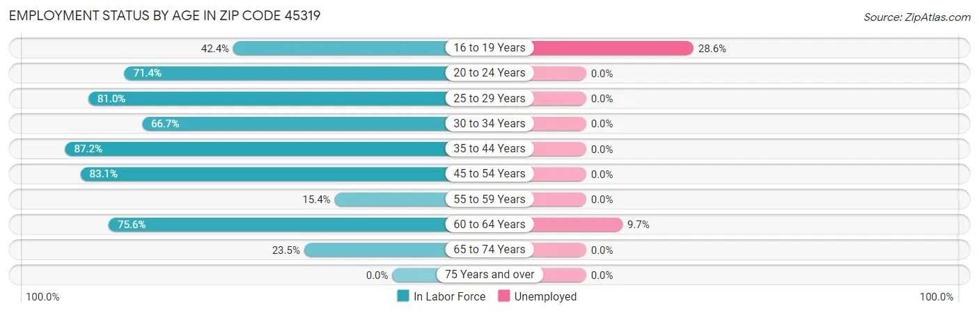 Employment Status by Age in Zip Code 45319