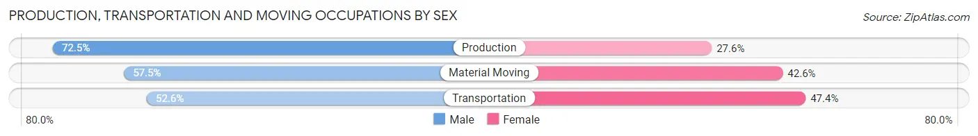 Production, Transportation and Moving Occupations by Sex in Zip Code 45348