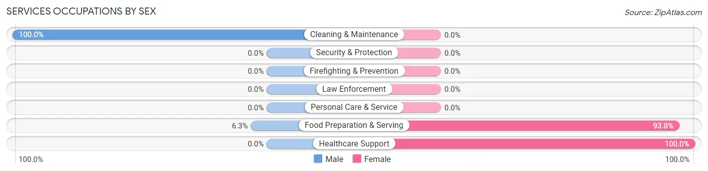 Services Occupations by Sex in Zip Code 45348