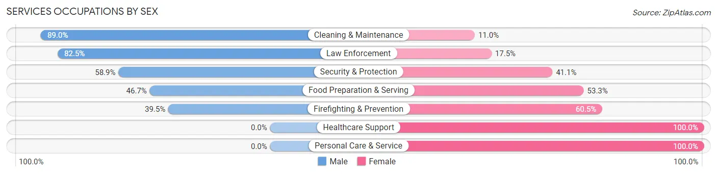 Services Occupations by Sex in Zip Code 45373