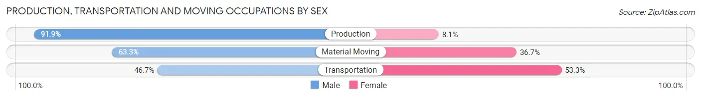 Production, Transportation and Moving Occupations by Sex in Zip Code 45381