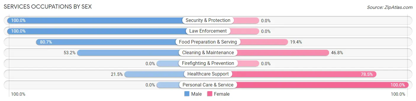 Services Occupations by Sex in Zip Code 45387
