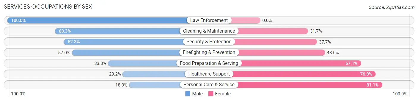 Services Occupations by Sex in Zip Code 45405