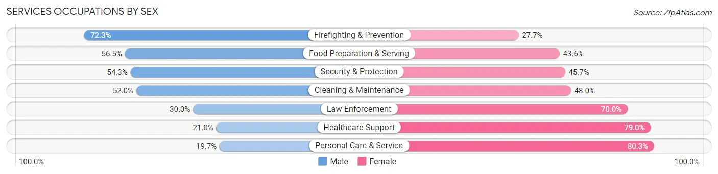 Services Occupations by Sex in Zip Code 45429