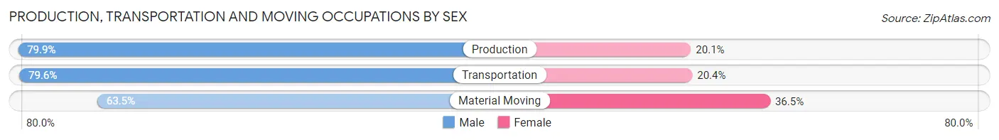 Production, Transportation and Moving Occupations by Sex in Zip Code 45434