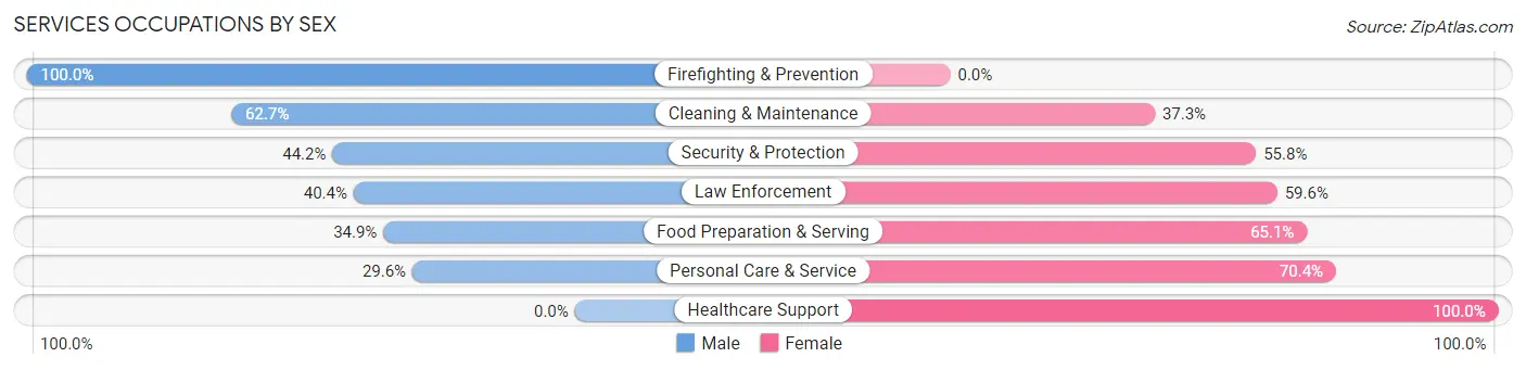 Services Occupations by Sex in Zip Code 45631