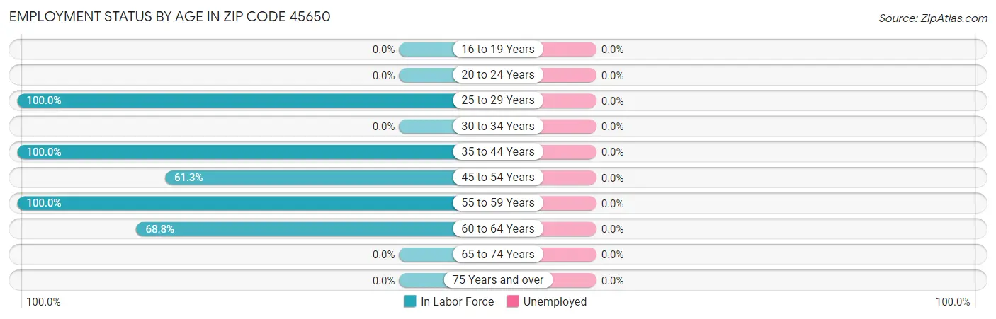 Employment Status by Age in Zip Code 45650